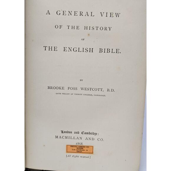 1868 1st Ed - A General View of the History of the English Bible Brooke Westcott - Picture 5 of 12
